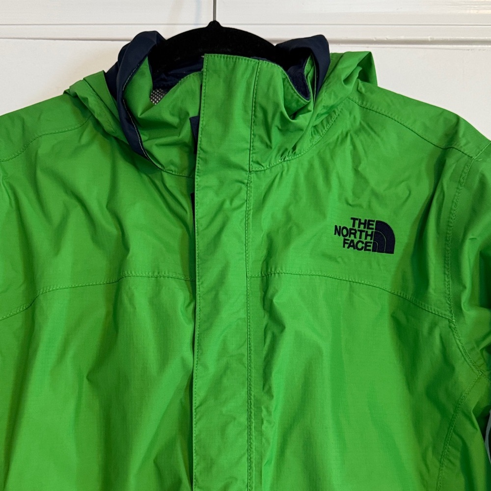 North Face Bright Green with Navy Accents Boy XL (18/20) Rain Coat/LightJacket